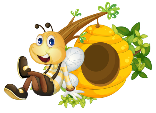 Cartoon bee and beehive vector material 01 cartoon beehive bee   