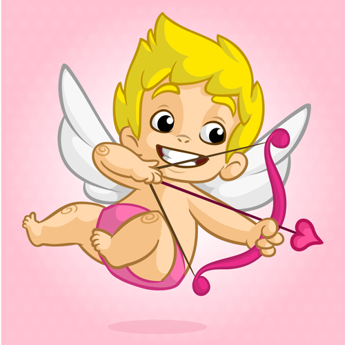 Cartoon cupid with bow vectors set 01 with cupid cartoon bow   