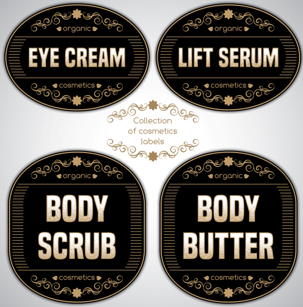 Black cosmetics labels vectors 01 labels cosmetics black   