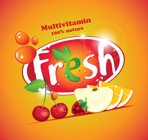Fresh juice poster design vectors material 07 poster material juice fresh design   