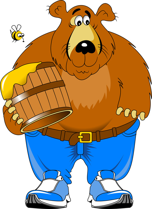 Bear and honey vector material honey bear   