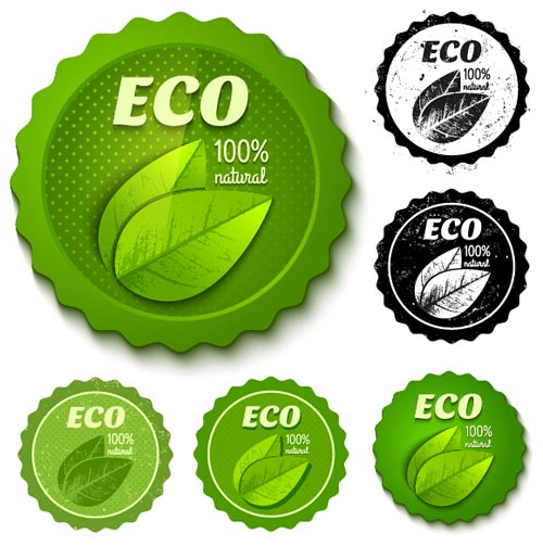 Green and black Eco badges vector green eco badges   