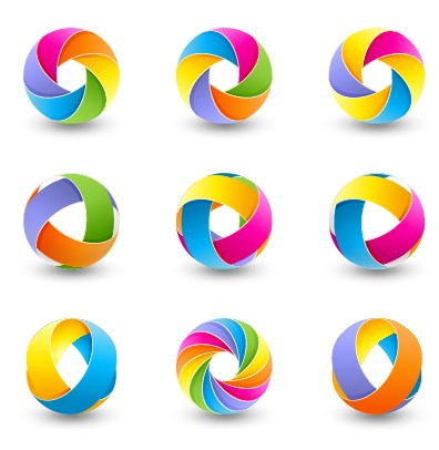 Abstract colored spherical logos design vector 03 spherical logos logo colored   