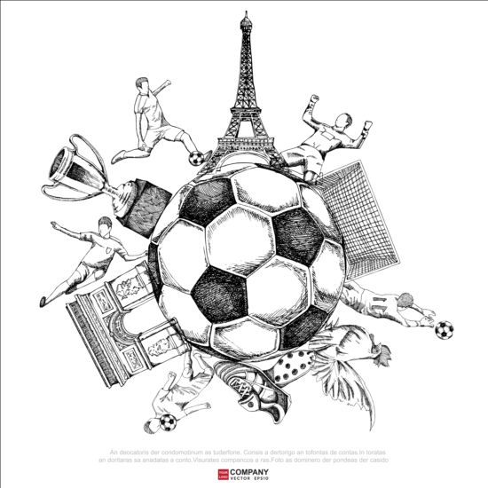 Hand drawn soccer poster vector graphics 17 Soccer poster hand graphics drawn   