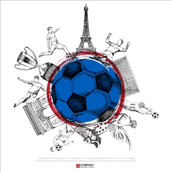 Hand drawn soccer poster vector graphics 16 Soccer poster hand graphics drawn   