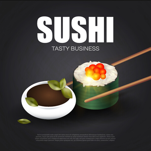 Sushi roll poster vintage vector 06 vintage Sushi roll poster   