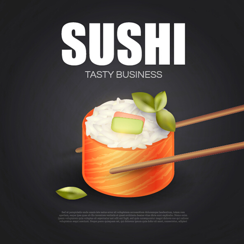 Sushi roll poster vintage vector 05 vintage Sushi roll poster   