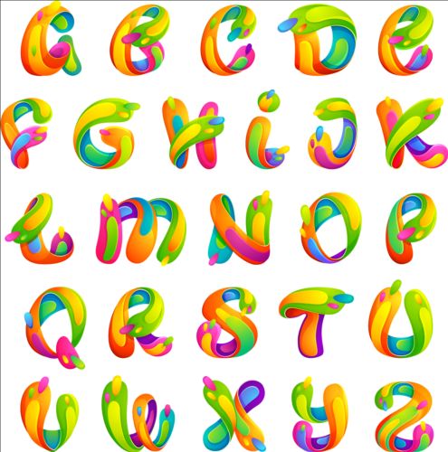 Cute colored alphabets vectors cute colored alphabets   