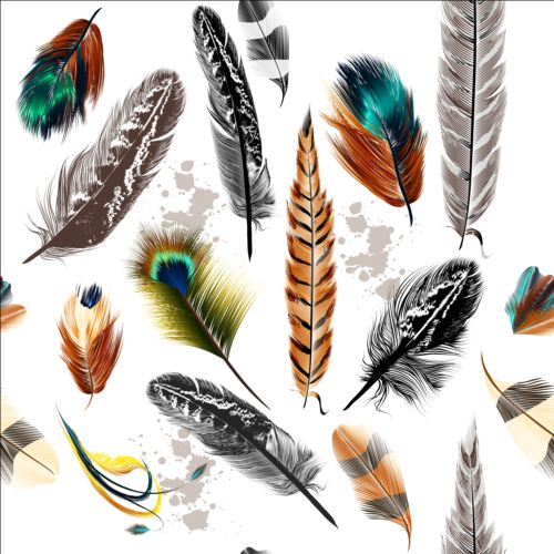 Fashion feathers seamless pattern vectors 02 seamless pattern feathers fashion   