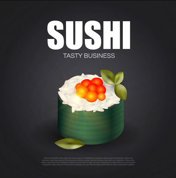 Sushi roll poster vintage vector 04 vintage Sushi roll poster   