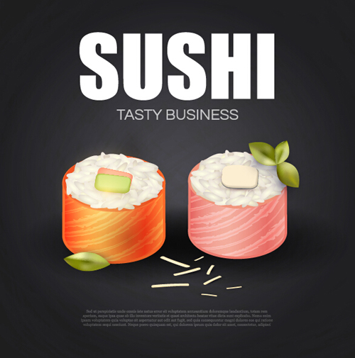 Sushi roll poster vintage vector 14 vintage Sushi roll poster   