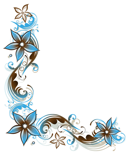 Blue floral decor vector illustration 01 illustration floral decor blue   
