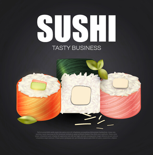 Sushi roll poster vintage vector 13 vintage Sushi roll poster   