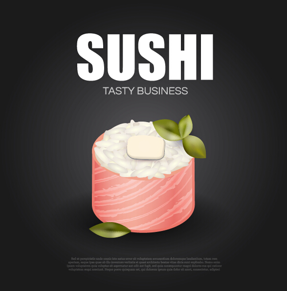 Sushi roll poster vintage vector 03 vintage Sushi roll poster   