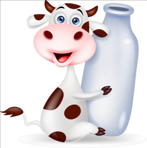 Cartoon cow with bottle vector cow cartoon bottle   