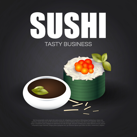 Sushi roll poster vintage vector 02 vintage Sushi roll poster   