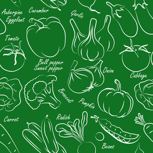 Hand drawn vegetables seamless pattern vector 02 vegetables seamless pattern hand drawn   