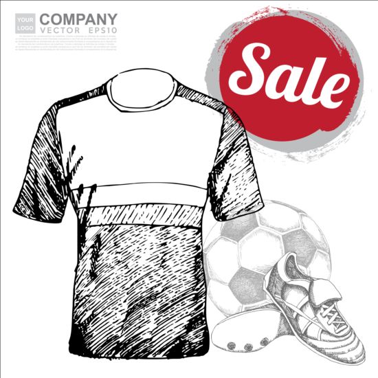 Hand drawn soccer poster vector graphics 09 Soccer poster hand graphics drawn   