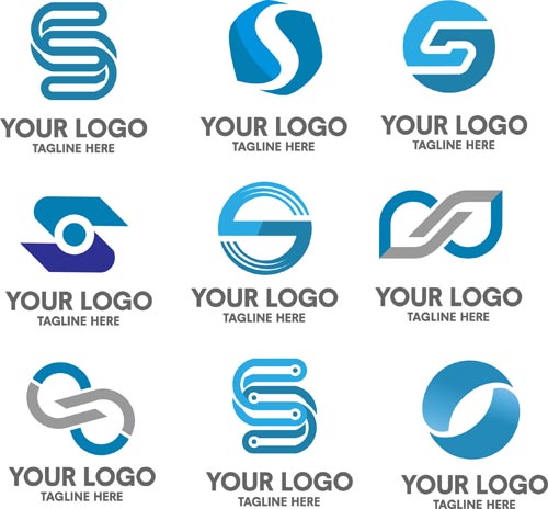 Blue styles company logos vectors set 02 logos company blue   