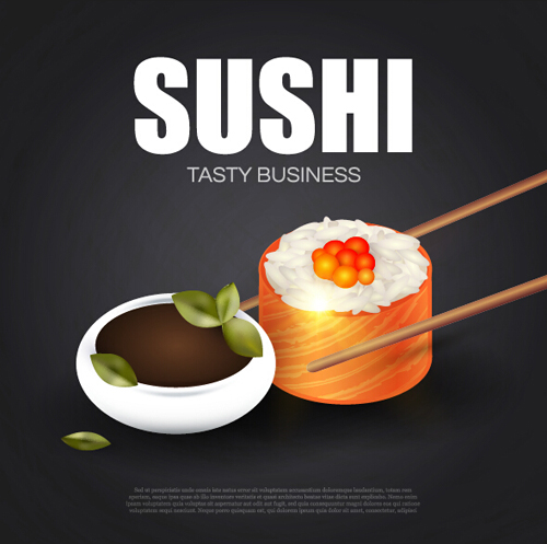 Sushi roll poster vintage vector 08 vintage Sushi roll poster   