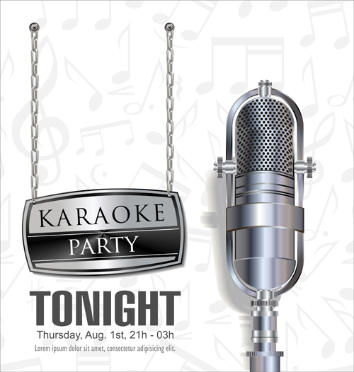 Rock night karaoke party poster vector 04 rock poster night karaoke   