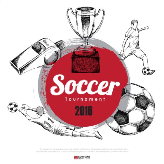 Hand drawn soccer poster vector graphics 05 Soccer poster hand graphics drawn   