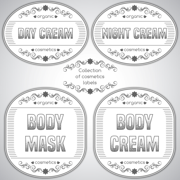 Gray cosmetics labels vectors 03 labels gray cosmetics   