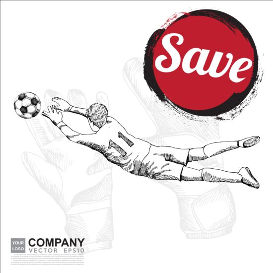 Hand drawn soccer poster vector graphics 04 Soccer poster hand graphics drawn   