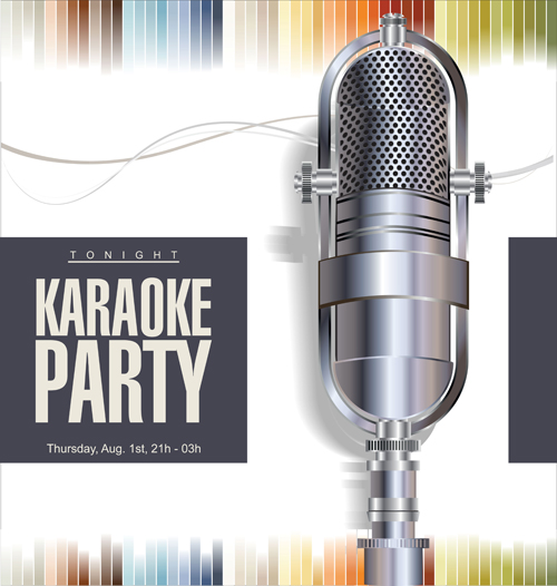 Rock night karaoke party poster vector 02 rock poster night karaoke   