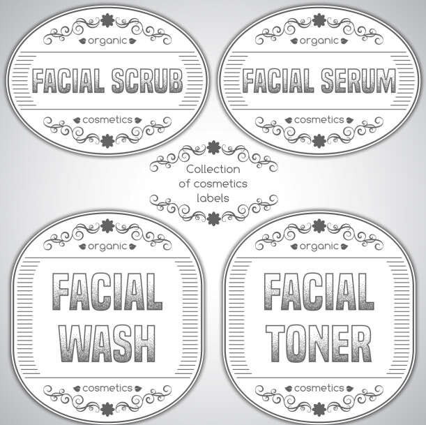 Gray cosmetics labels vectors 02 labels gray cosmetics   