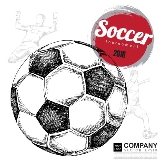 Hand drawn soccer poster vector graphics 03 Soccer poster hand graphics drawn   