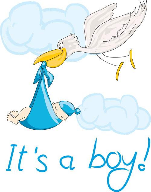 Baby with stork baby card vector 01 stork card baby   