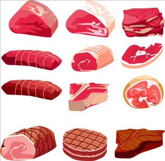Fresh meat and ham vectors 03 Meat ham fresh   
