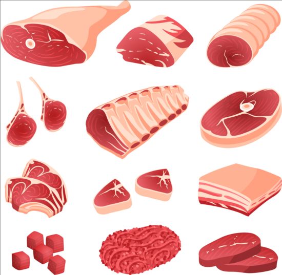 Fresh meat and ham vectors 02 Meat ham fresh   