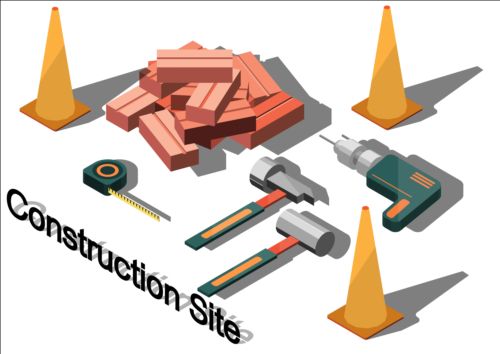 Construction site isometry infographic vector 07 site isometry infographic construction   