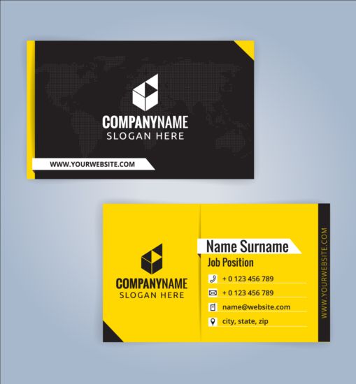Creative business card black with yellow vector 04 yellow creative card business black   