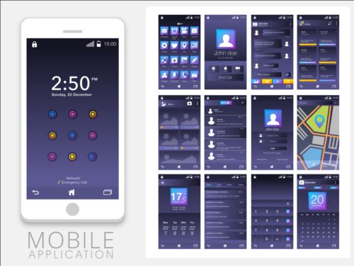 Mobile application theme design vector 02 theme mobile application   