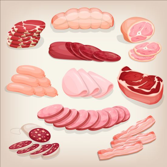 Fresh meat and ham vectors 01 Meat ham fresh   