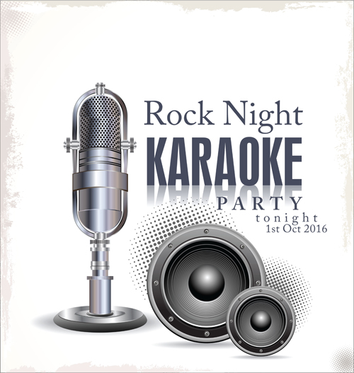 Rock night karaoke party poster vector 05 rock poster party night karaoke   