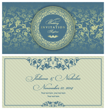 Retro floral wedding invitation cards vector 05 wedding Retro font invitation cards invitation floral card   