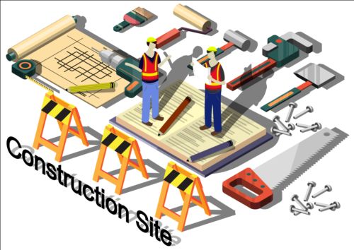 Construction site isometry infographic vector 05 site isometry infographic construction   