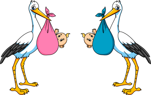 Baby with stork baby card vector 03 stork card baby   