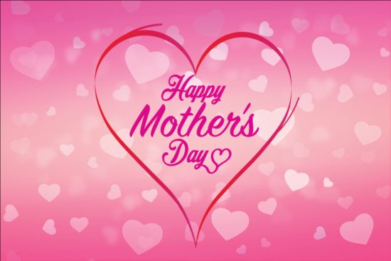 Mothers day pink background with heart vector 03 pink Mother's heart background   