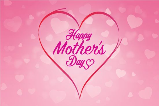 Mothers day pink background with heart vector 02 pink Mother's heart background   