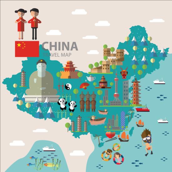 China map with infographic vector 02 map infographic china   