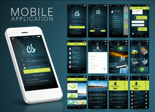 Mobile application theme design vector 01 theme mobile application   