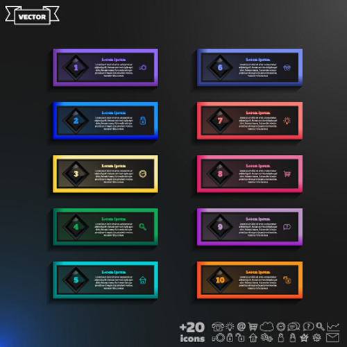 Dark infographic with diagram business template vector 14 template infographic diagram dark business   