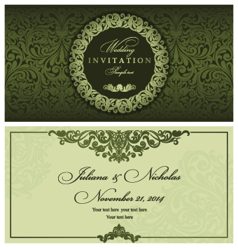 Retro floral wedding invitation cards vector 03 wedding Retro font invitation cards invitation floral   