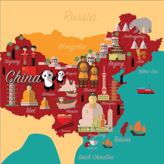 China map with infographic vector 01 map infographic china   