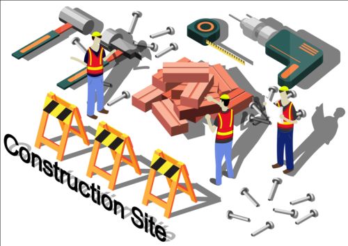 Construction site isometry infographic vector 04 site isometry infographic construction   